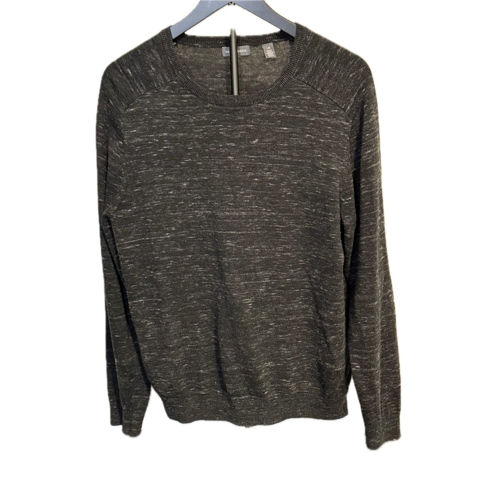 Van Heusen Men's Black Gray Crew Neck‎ Lightweight Sweater Size L